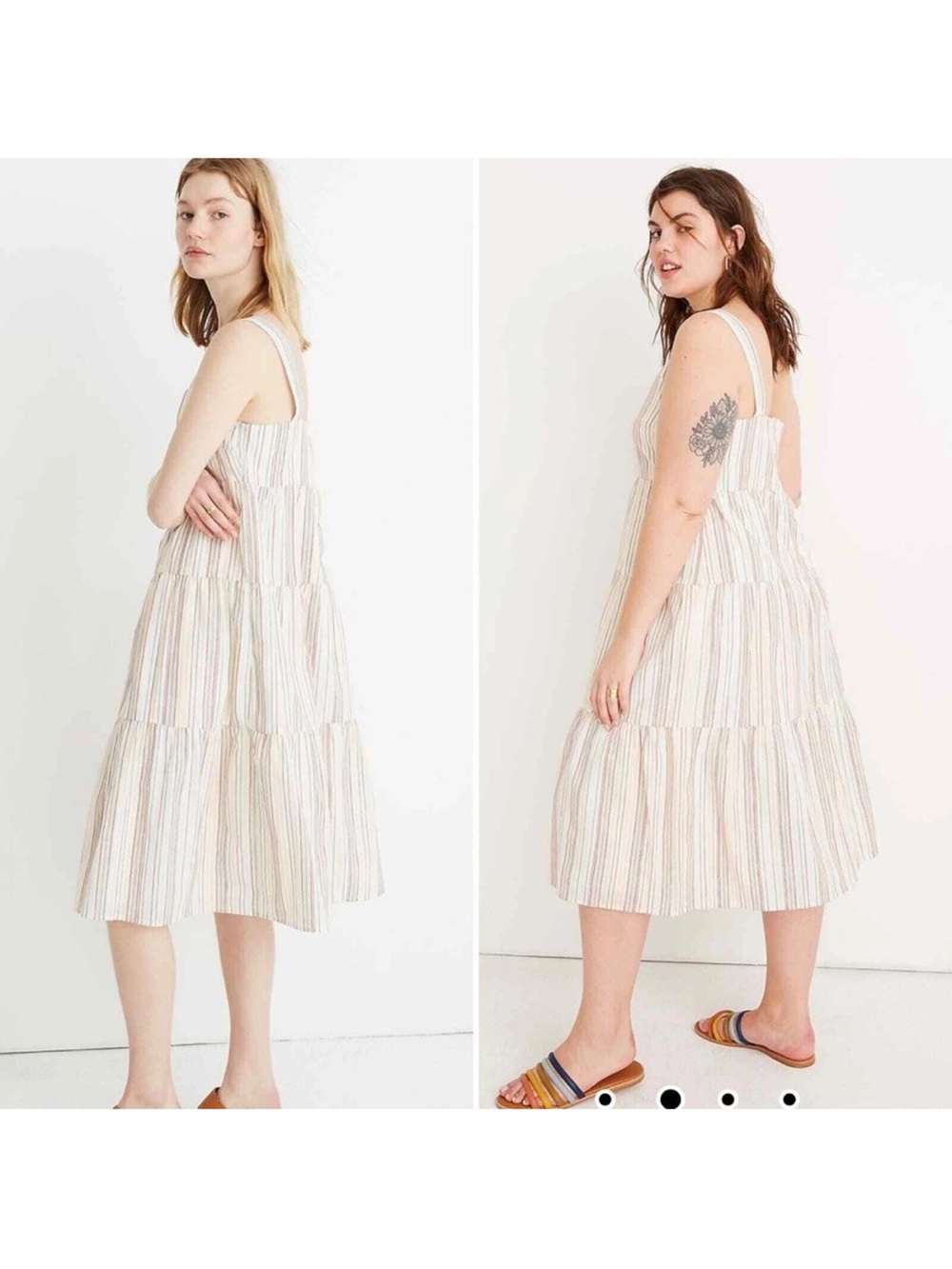 Madewell Cream Midi Dress with Multicolor Stripes